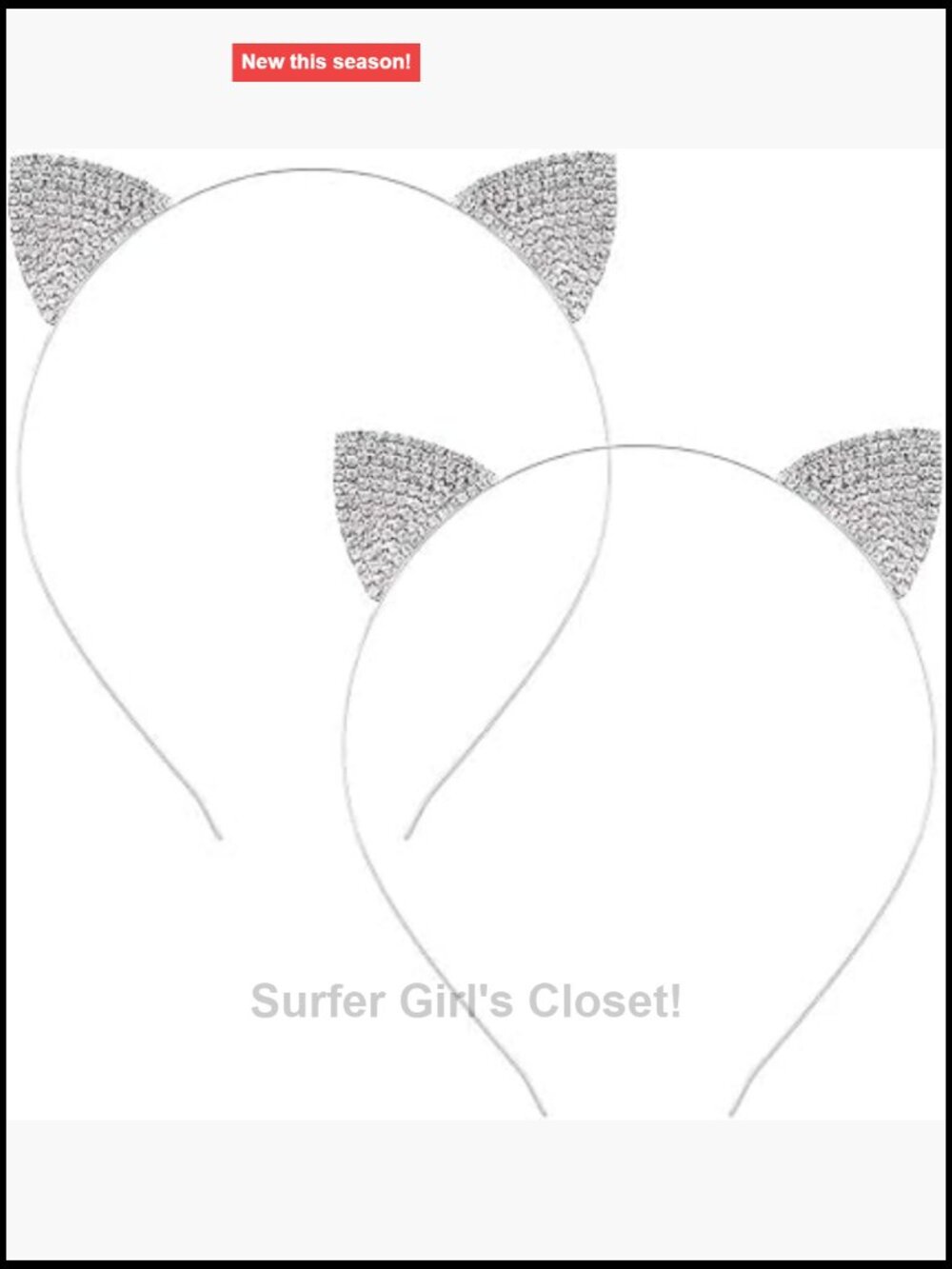 2 Pc Rhinestone Crystal Cat Ears Headband Hair Hoops Cosplay Party